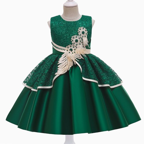 Baby Lace Applique Formal Princess Dress for Girl Elegant Birthday Wedding Party Dress Girl Christmas Clothes Kids Vestidos