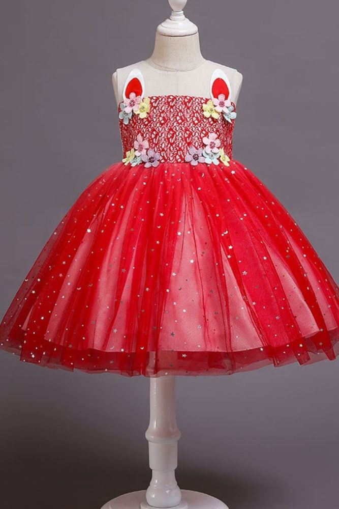 2021 New Christmas Unicorn Cake Dresses Little Girls Princess Dresses Color-blocking Mesh Girls Dresses Party Dresses 3-10 Years