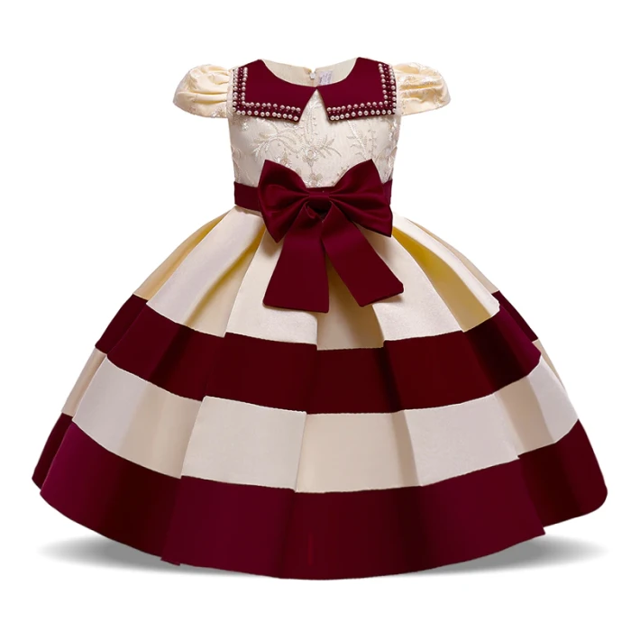 2021 Formal Kids Vintage Embroidery Dress For Girl Children Costume Prom Party Princess Dresses Girls Vestido Short Sleeve Gown