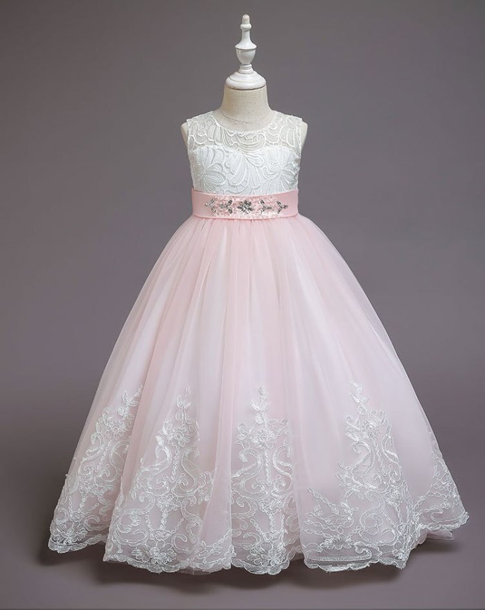 2021 Girl Clothes Elegant Long Evening Dress For Girls Performance Costume Wedding Dress Children Princess Dress For 5-12 Age