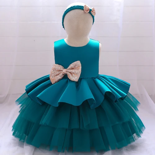 Pink Yellow Party Dress for Baby Girl 1 To 6 Year Summer 2021 Kids Birthday Wedding Princess Dresses Bow Child Ball Gown Costume