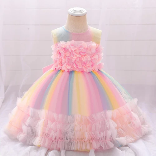 Baby Girl Dress embroidery petal 9M-5 Years Baby Girls Birthday Dresses for infant Washing the dress party princess dress
