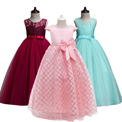 Dress for girls girls elegant lace long gauze puff dress princess dress wedding party dress formal dress fancy dress for girls