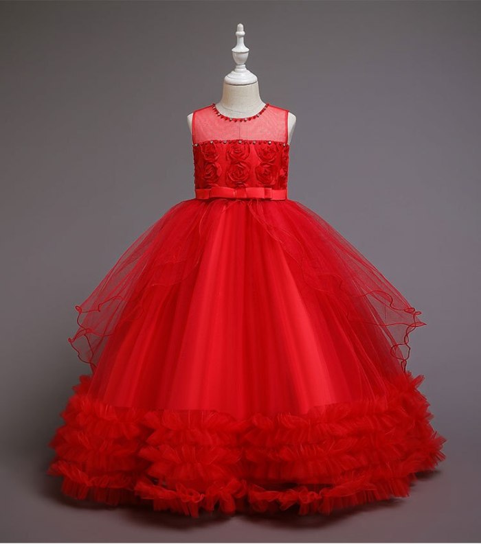 2021 New 4-12 Age Kids Bridesmaid Dress For Girl Long Lace Prom Gowns Flower Girl Party Wedding Dress Children Evening Clothing