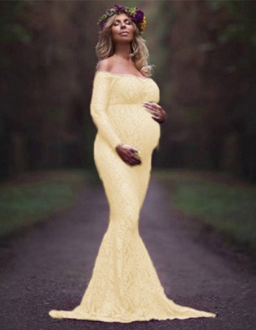 Maternity Solid White Sleeveless LacePhotoshoot Gownsi Dress