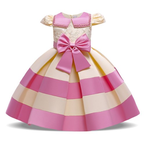 2021 Formal Kids Vintage Embroidery Dress For Girl Children Costume Prom Party Princess Dresses Girls Vestido Short Sleeve Gown