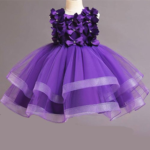 Bow Flower Girls Party Dress Infant Baby Kids Tutu Ball Gown Dresses Children Birthday Evening Costume Ceremony Clothes