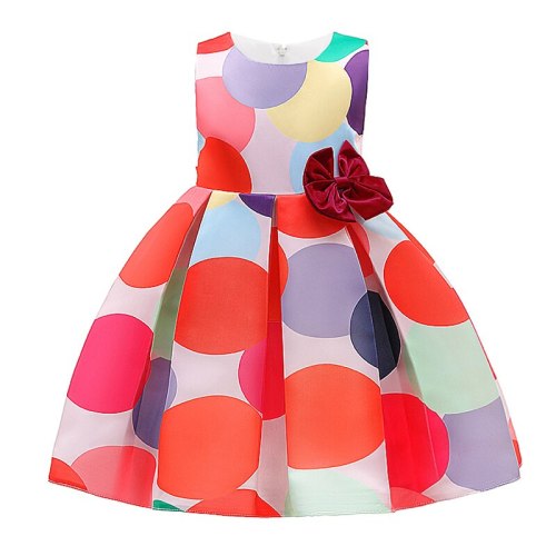2021 Summer Colorful Dot Kids Party Dress For Girl Children Costume Princess Dresses Girls Vestido Sleeveless Clothes 3-10 Years