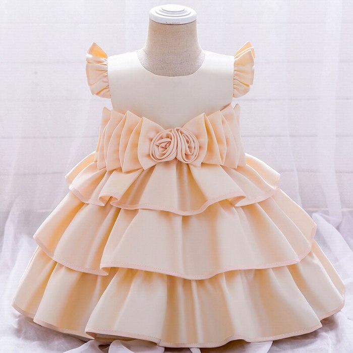 2021 Formal Baptism Dress 1st Birthday Dress For Baby Girl Clothig  Bow Princess Dresses Elegant Party Dress Backless 1 2 5 Year