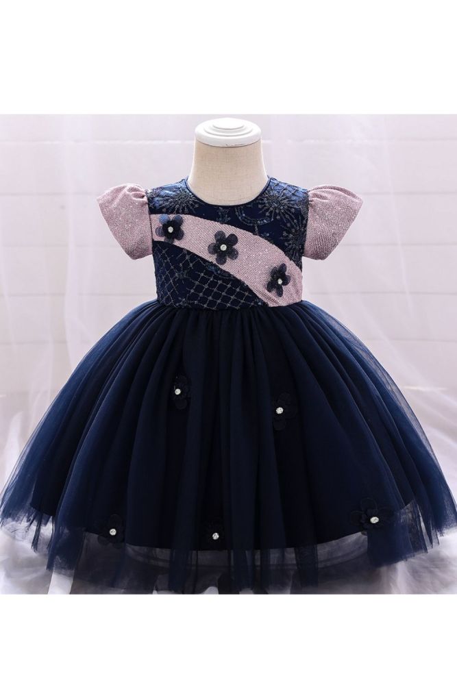 Summer Short Sleeve Baptism Dress 1 Year Birthday Dress For Baby Girl Lace Clothing Flower Party Princess Dress Child Clothes