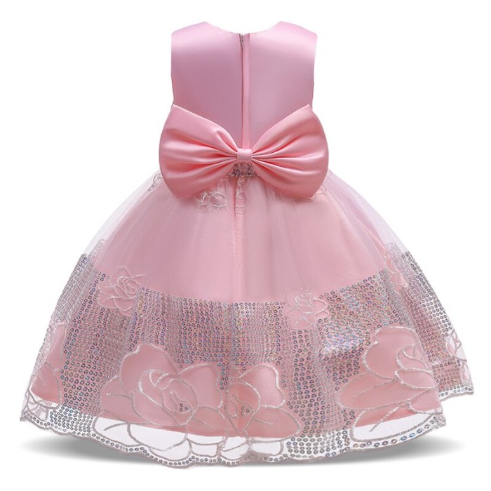 2021 Big Rose Dress Kids Party Dresses For Girls Children Costume Flower Wedding Dress Girl Infant Vestido Elegant Sleeveless