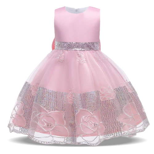 2021 Big Rose Dress Kids Party Dresses For Girls Children Costume Flower Wedding Dress Girl Infant Vestido Elegant Sleeveless
