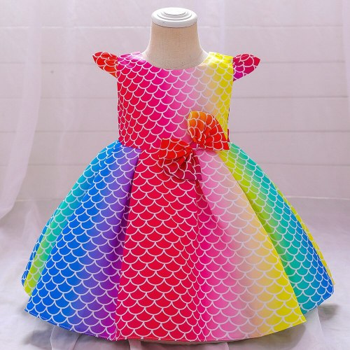 Summer Children's Gradient Color Irregular Ball Gown Party Choose Girls Fashion Dress 6 Months-5 Years Old