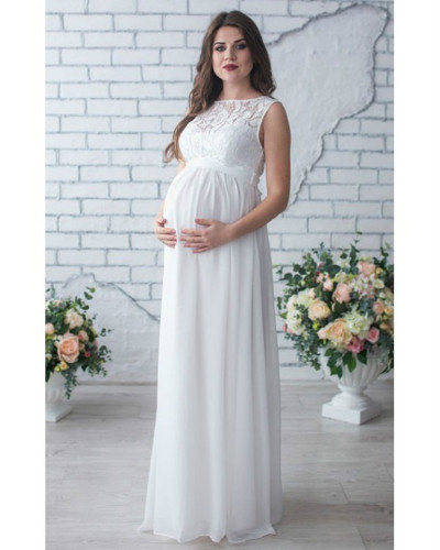 Maternity Elegant V-neck Floral Waist Panel Dress