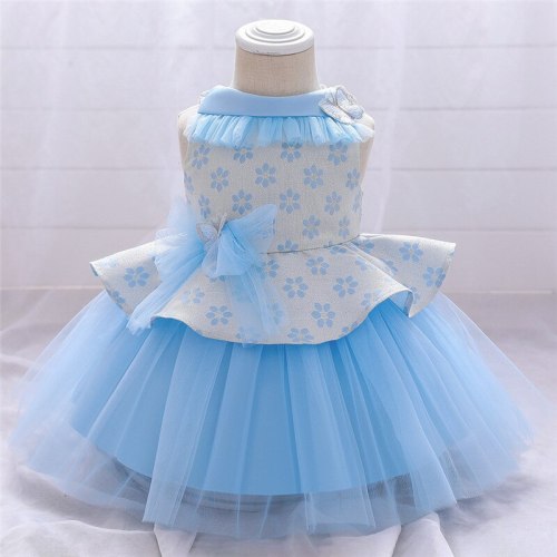 Flower Infant Baby Girls 1st Birthday Dresses Lace Bowknot Christening Gowns Baby  Clothes Princess Party Wedding Dresses