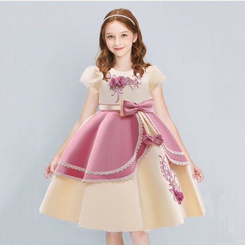 2021 Summer Children Dresses For Girls Birthday Party Formal Dresses Embroidery Flower Girl Princess Dress Kids