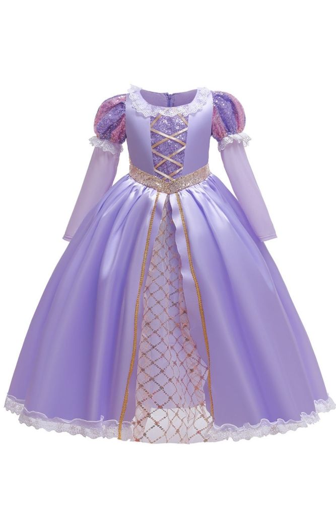 Dress for girl sweet bow sequin long sleeve princess dress Halloween stage show costume birthday party dress girl ball dress