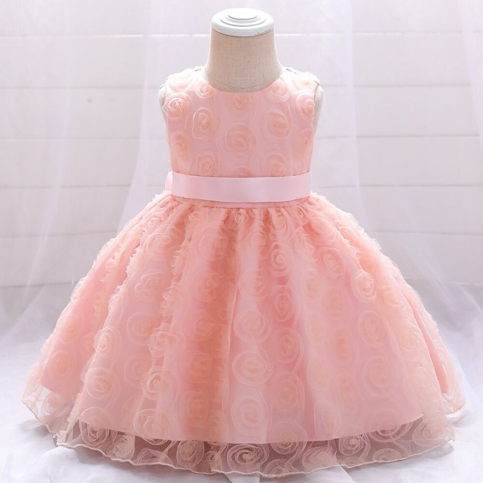 2021 Infant Baby Girls Flower Dresses Christening Gown Newborn Baby Clothes Baptism Princess  Birthday White Bow Dress