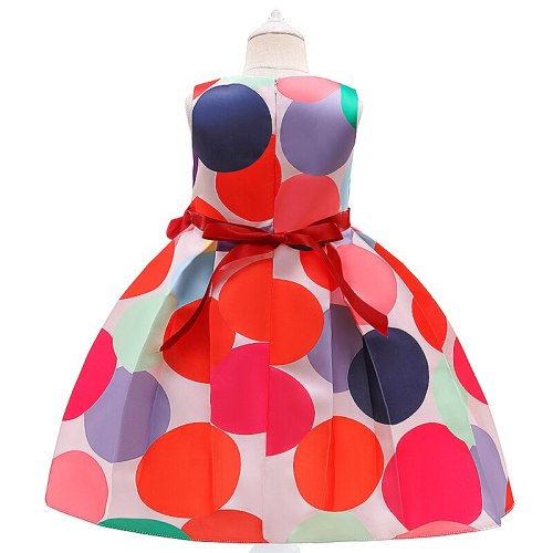 2021 Summer Colorful Dot Kids Party Dress For Girl Children Costume Princess Dresses Girls Vestido Sleeveless Clothes 3-10 Years