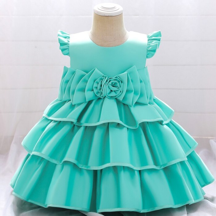 2021 Formal Baptism Dress 1st Birthday Dress For Baby Girl Clothig  Bow Princess Dresses Elegant Party Dress Backless 1 2 5 Year