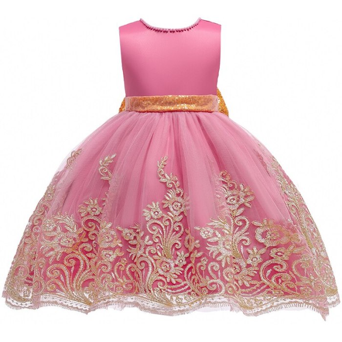 Princess Bow Flower Girl Dress Summer  Wedding Birthday Party Dresses For Girls Children's Costume New Year kids clothes