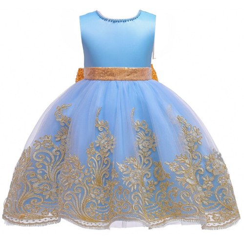 Princess Bow Flower Girl Dress Summer  Wedding Birthday Party Dresses For Girls Children's Costume New Year kids clothes