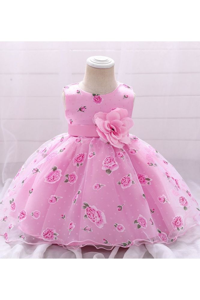 2021 Summer Beading First Birthday Dress For Baby Girl Clothes Child Infant Dress White Princess Dresses Flower Party Gown