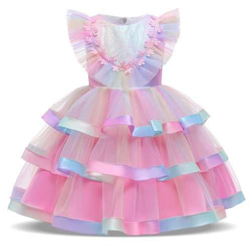 2021 Summer Sequins Fish Dress Girl Clothes Kids Dresses For Girls Children Ball Gown Evening And Party Princess Dress