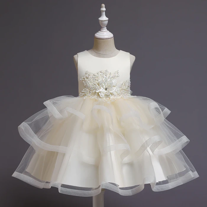 Summer Dress Kids Clothes White Tutu Wedding Party Dresses For Girls Elegant Princess Pageant Formal Gown Children Vestidos