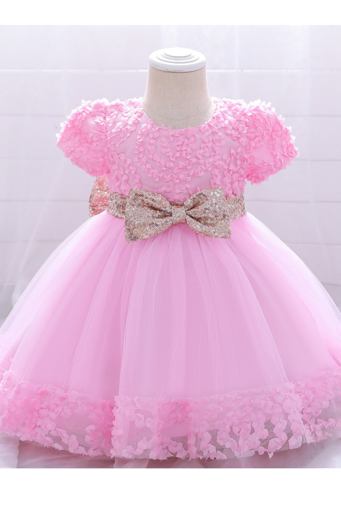 2021 Baby Dress Girl Princess Dress Newborn First Year Birthday Christened Dress Sequins Bow Wedding Party Gown Infant Clothes