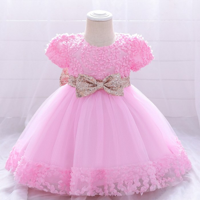 2021 Baby Dress Girl Princess Dress Newborn First Year Birthday Christened Dress Sequins Bow Wedding Party Gown Infant Clothes