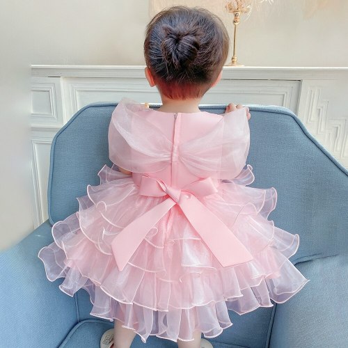2021 Toddler Bow Baptism Baby Dress Christmas 1st Birthday Dress for Baby Girl Party Wedding Palace Evening Princess Dress