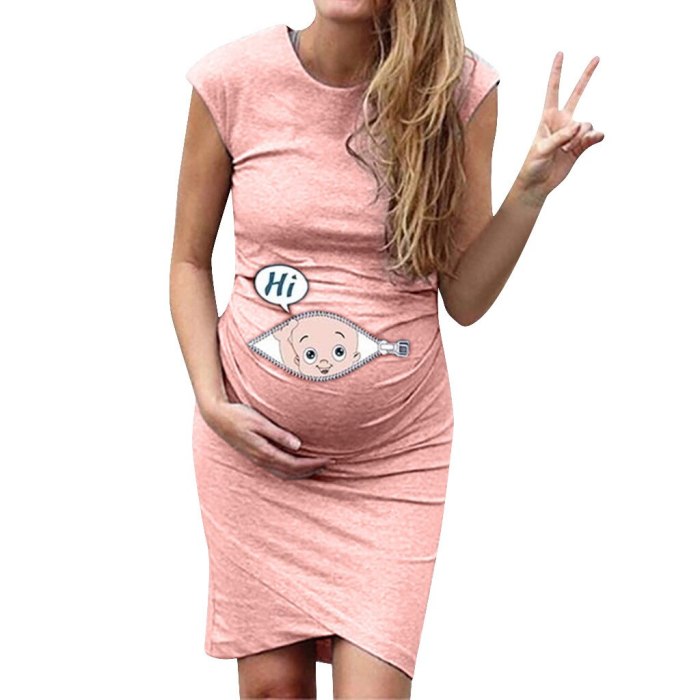 Cartoon Letter Print Pregnant Woman Dress Women Sleeveless Pregnancy Maternity Dress Maternity Casual Clothes 2021