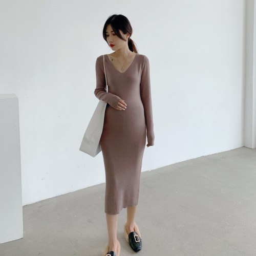 Warm Autumn Winter Maternity Dress Knitted Sweater Dress Clothes for Pregnant Women Fall Elegant Pregnancy Sweaters Dress