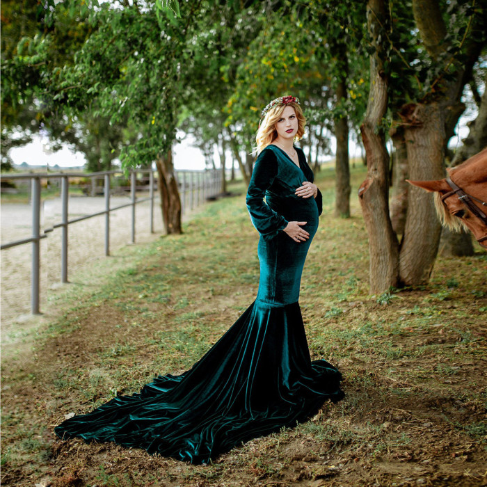 Maternity Gown Lace Maxi Dress Pregnant Women Clothes Photography Pregnancy Dress Maternity Dresses Photo Long Sleeve Shoot