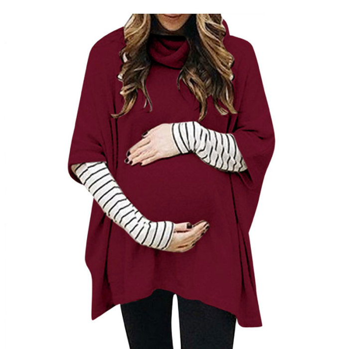 2021 Autumn and Winter Pregnant Women Autumn Casual Loose Sweater Striped Two-Piece T-shirt Fashion Fashion Mom Women's Clothing