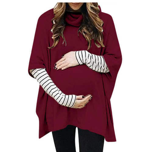 2021 Autumn and Winter Pregnant Women Autumn Casual Loose Sweater Striped Two-Piece T-shirt Fashion Fashion Mom Women's Clothing