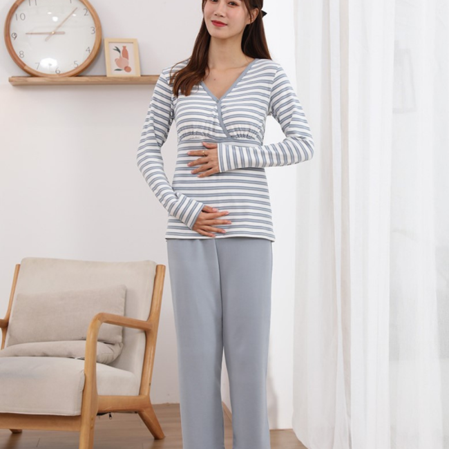 Wholesale new long-sleeved nursing clothes plus velvet thickening confinement clothes autumn and winter maternity clothes tops r