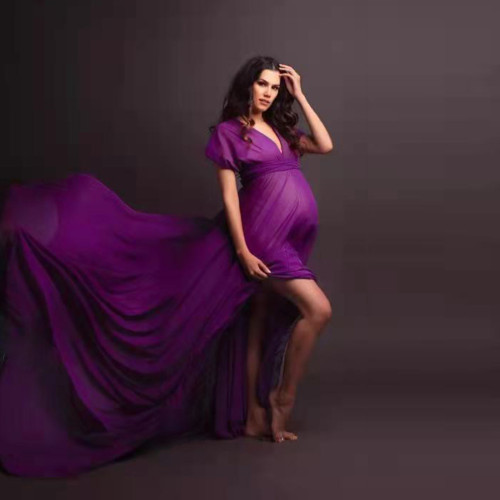 Long Maternity Photography Dress Maternity long sleeve Lace Dresses For Photo Shoot Slit Pregnancy Dress for pregnant women 2021