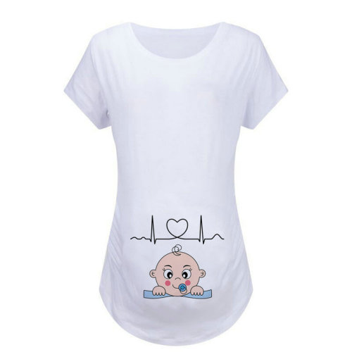 Women Short Sleeve T-shirts Slim Maternity Funny Baby Tops Pregnancy T-shirts