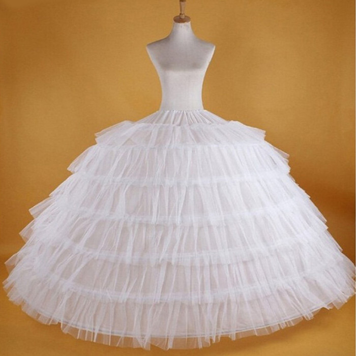 White 6 Hoops Petticoat Crinoline Slip Underskirt For Wedding Prom Bridal Gown Lolita