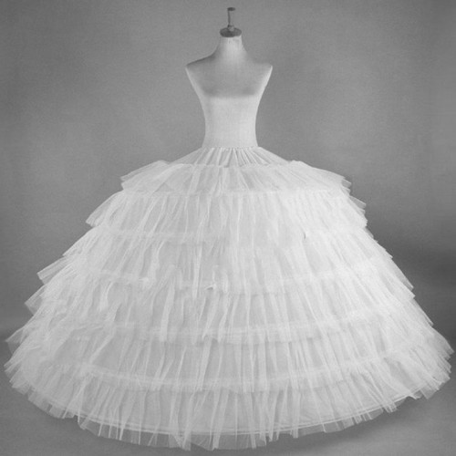 White 6 Hoops Petticoat Crinoline Slip Underskirt For Wedding Prom Bridal Gown Lolita