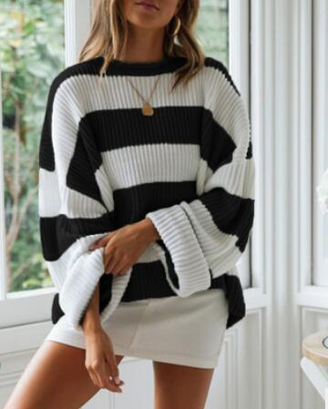 Casual Striped Pregnant Women Sweater Long Sleeve Loose Sweater