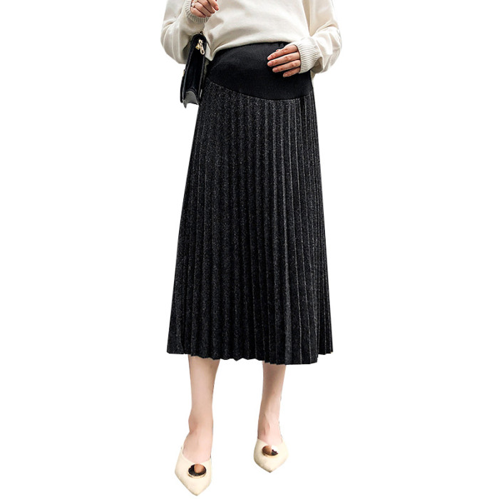 High Waist Pleated Maternity  Skirt Abdominal