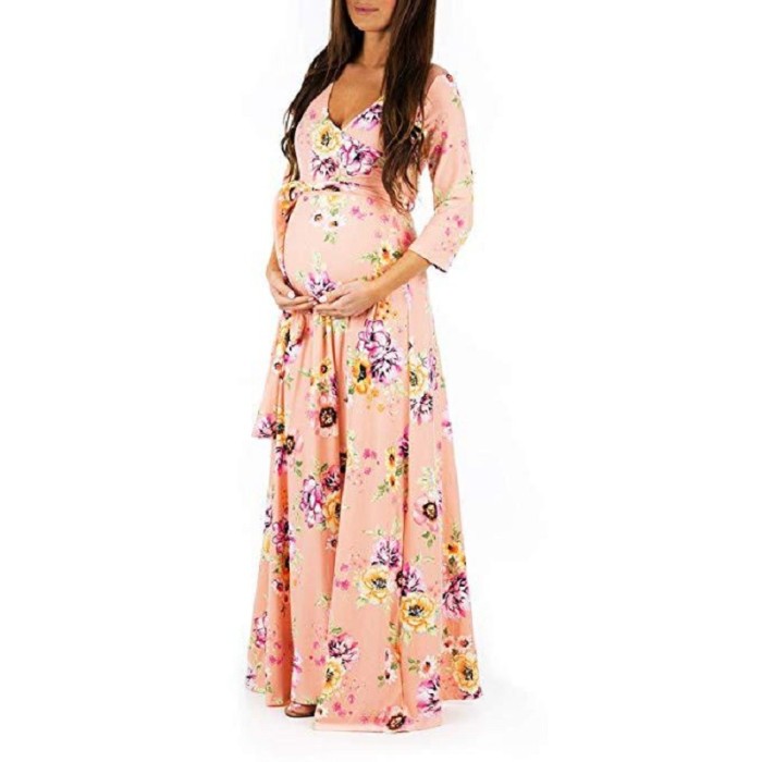 Maternity Dresses Women's Sexy V Neck Floral Female Nursing Clothing Breastfeeding Pregnancy Dress Casual For Pregnant Vestidos