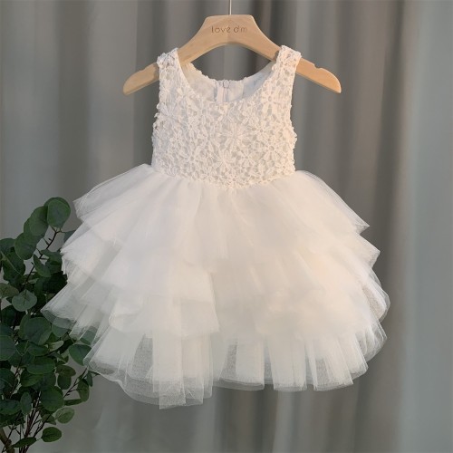 Girl Lace Princess Floral Kids Party Birthday Ceremony Elegant Girl Bridesmaid Dress 3-8 Year