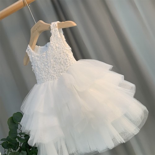 Girl Lace Princess Floral Kids Party Birthday Ceremony Elegant Girl Bridesmaid Dress 3-8 Year