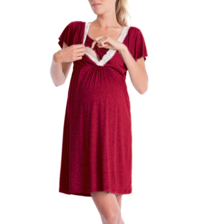 Breastfeeding Dress Childbirth Nursing Pajamas Pregnant Women Nightwear For Breastfeeding Sleepwear