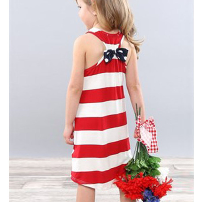 Mother Daughter Family Dress Summer Sleeveless USA Flag Print Mini Dress Summer Mommy And Me