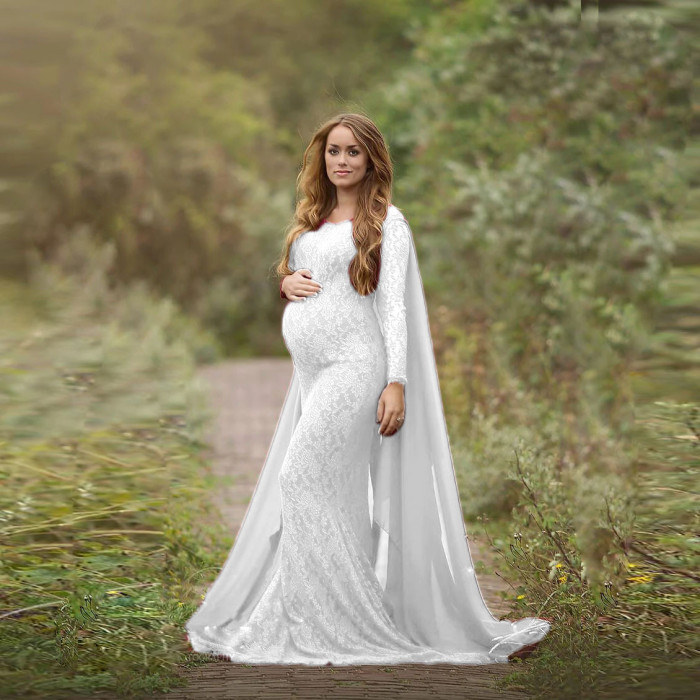 Sexy Maternity Photography Prop Maternity Dresses For Photo Shoot Lace Maxi Gown Clothes 2022 Off Shoulder Women Pregnancy Dress